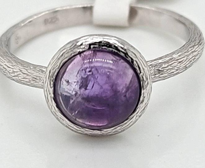 Herrling Bernsteinschmuck Ringe Ref.-Nr.: E-85386 925/- Silber, Rhodiniert 1 Amethyst lila  Ringgr&ouml;&szlig;e 57