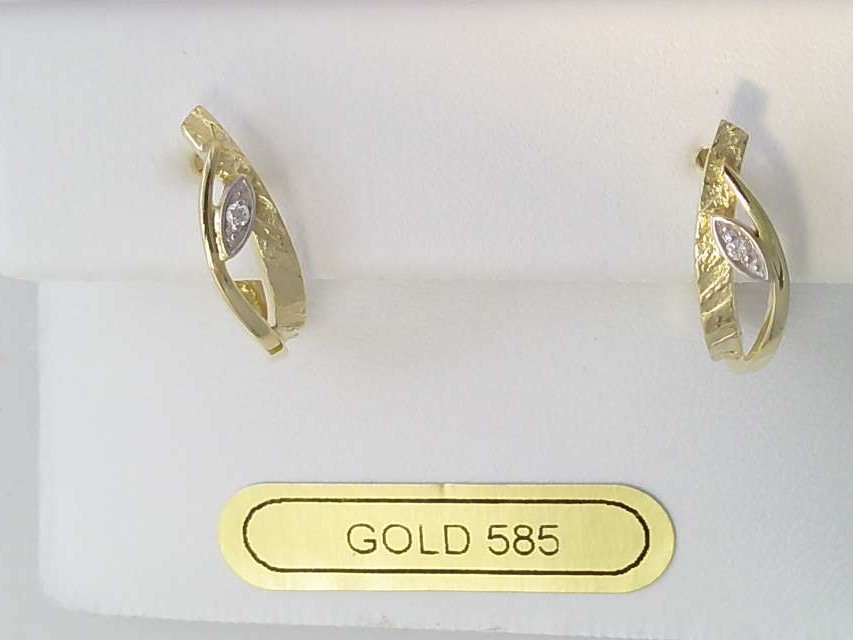 Max Fr&ouml;hlich Ohrschmuck Ref.-Nr.: 88/193180 585/- Gold, gelb 2 Diamant Top wesselton feines wei&szlig; kleine Einschl&uuml;sse Brillantschliff 0,015ct. 