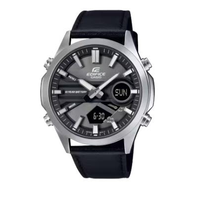 Casio Edifice Herrenuhren Ziffernblatt: Schwarz Index  Leder Quartz 100 Meter Ref.-Nr.: EFV-C120L-BAEF