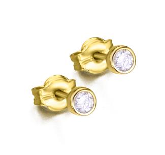 LECARRE Ohrschmuck Ref.-Nr.: GB020OA.00 750/- Gold, gelb 2 Diamant Wei&szlig; kleine Einschl&uuml;sse Brillantschliff 0,10ct. 
