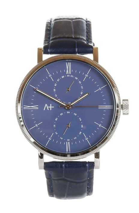 Across Herrenuhren Ziffernblatt: Blau Index  Glas Leder Quartz 30 Meter Ref.-Nr.: AWXIVSBBL