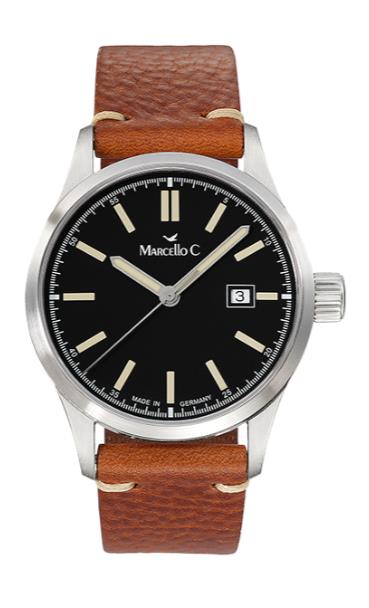 MARCELLO C Automatikuhren Ziffernblatt: Schwarz Index  Edelstahl Leder Automatik 100 Meter Ref.-Nr.: 2013.6SW200-1 Ind.-Nr: SW200-1