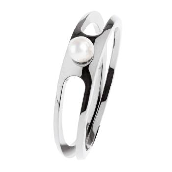Ernstes Design Ringe Ref.-Nr.: R730.54 Edelstahl 1 S&uuml;&szlig;wasser Zuchtperle 4,0-4,5 mm Wei&szlig; Ringgr&ouml;&szlig;e 54