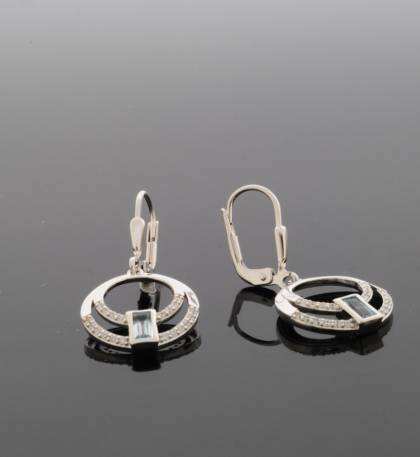 Wilhelm M&uuml;ller Ohrschmuck Ref.-Nr.: 743380019 925/- Silber, Rhodiniert 40 Zirkonia  Wei&szlig;  2 Blautopas beh. blau 