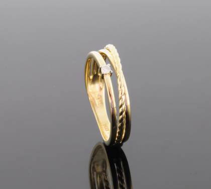 Wilhelm M&uuml;ller Ringe Ref.-Nr.: 129621053 585/- Gold, gold 1 Diamant Wesselton  Weiss kleine Einschl&uuml;sse Brillantschliff 0,03ct.  Ringgr&ouml;&szlig;e 53