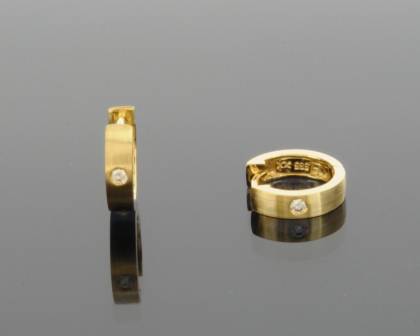 Wilhelm M&uuml;ller Ohrschmuck Ref.-Nr.: 285812019 Gold, gold 2 Diamant Wesselton  Weiss kleine Einschl&uuml;sse Brillantschliff 0,04ct. 