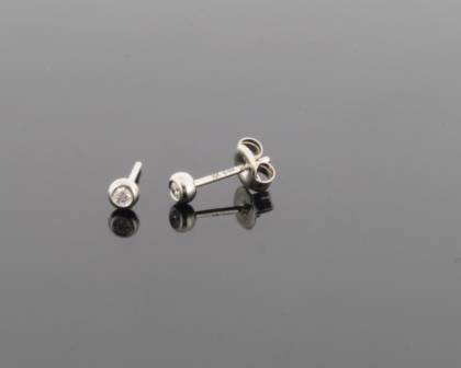 Wilhelm M&uuml;ller Ohrschmuck Ref.-Nr.: 297774019 585/- Gold, wei&szlig; 2 Diamant Wesselton  Weiss kleine Einschl&uuml;sse Brillantschliff 0,06ct. 