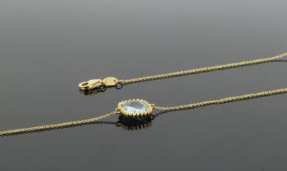 Wilhelm M&uuml;ller Armband Ref.-Nr.: 507436019 585/- Gold, gold 1 Blautopas beh. 0,41ct.  L&auml;nge 17+2cm