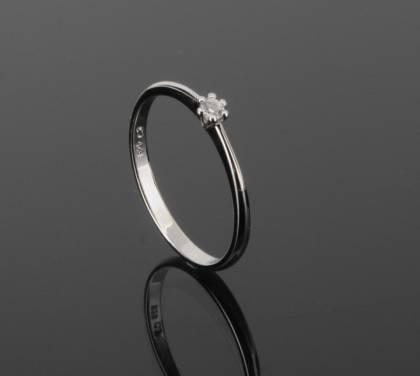 Wilhelm M&uuml;ller Ringe Ref.-Nr.: 746277050 925/- Silber, Rhodiniert 1 Zirkonia  Wei&szlig;  Ringgr&ouml;&szlig;e 50