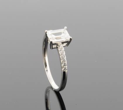 Wilhelm M&uuml;ller Ringe Ref.-Nr.: 746607054 925/- Silber, Rhodiniert 15 Zirkonia  Wei&szlig;  Ringgr&ouml;&szlig;e 54