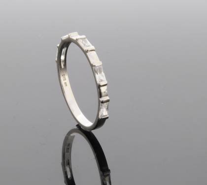 Wilhelm M&uuml;ller Ringe Ref.-Nr.: 746659052 925/- Silber, Rhodiniert 5 Zirkonia  Wei&szlig;  Ringgr&ouml;&szlig;e 52