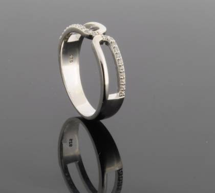 Wilhelm M&uuml;ller Ringe Ref.-Nr.: 746684054 925/- Silber, Rhodiniert 22 Zirkonia  Wei&szlig;  Ringgr&ouml;&szlig;e 54