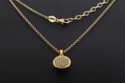 Wilhelm M&uuml;ller Halsschmuck Ref.-Nr.: 762602119 925/- Silber, gelb 37 Zirkonia  Wei&szlig;  L&auml;nge 43+5 cm