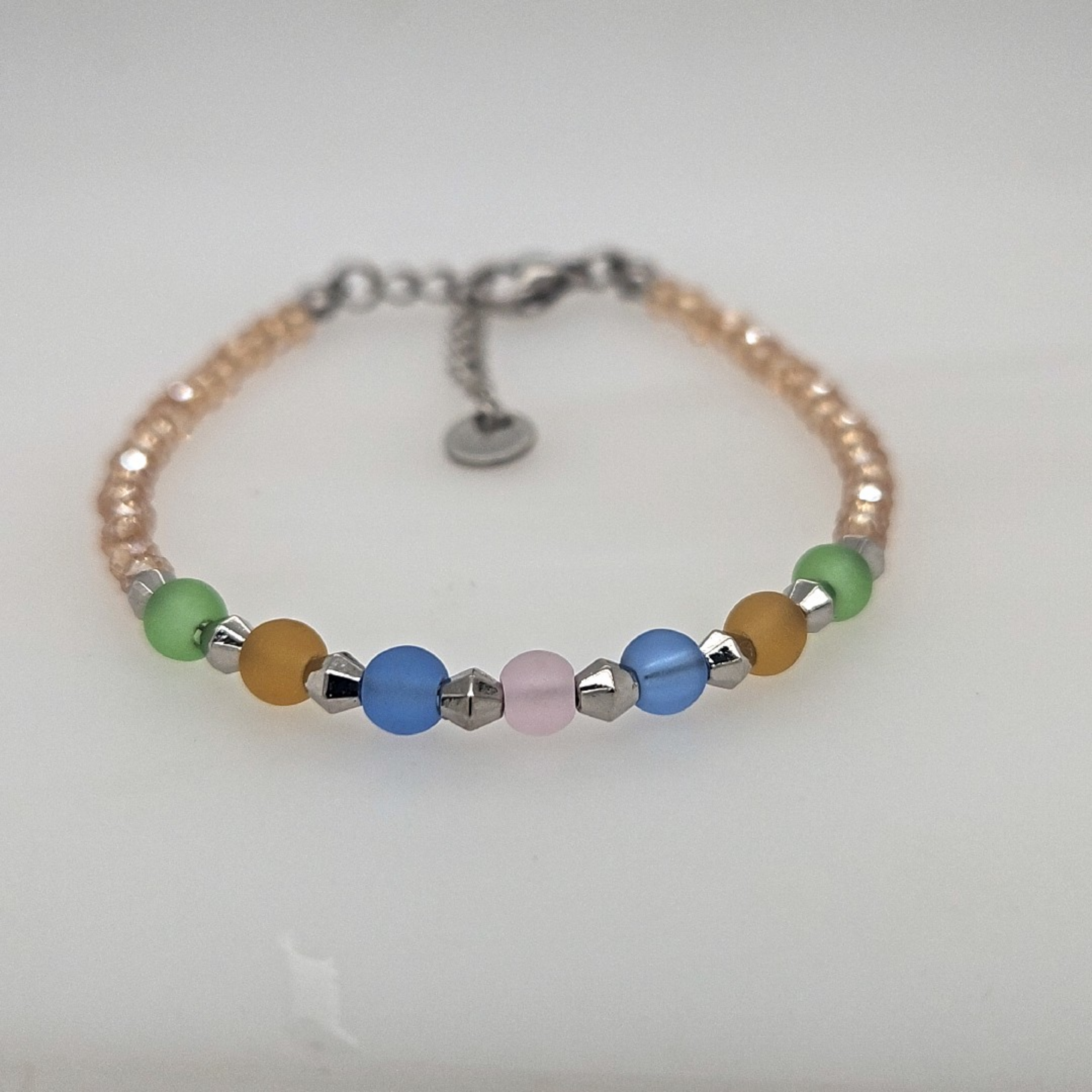 Blumenkind Armband Ref.-Nr.: BGB02SS Edelstahl Glasstein multicolor  L&auml;nge 16+3cm