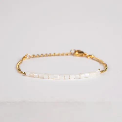 Blumenkind Armband Ref.-Nr.: BGB09SS Edelstahl, wei&szlig; Glasstein Wei&szlig;  L&auml;nge 19 cm
