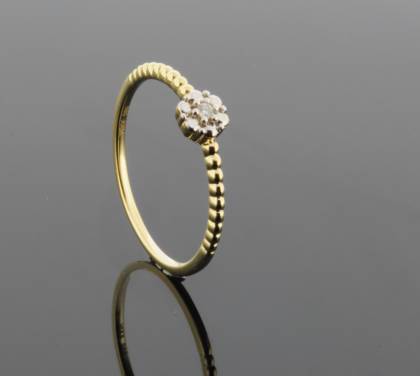 Wilhelm M&uuml;ller Ringe Ref.-Nr.: 129637053 585/- Gold, gold 1 Diamant Wesselton  Weiss kleine Einschl&uuml;sse Brillantschliff 0,02ct.  Ringgr&ouml;&szlig;e 53