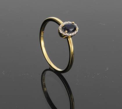 Wilhelm M&uuml;ller Ringe Ref.-Nr.: 667070055 585/- Gold, gold 1 Saphir blau 0,31ct.  Ringgr&ouml;&szlig;e 55