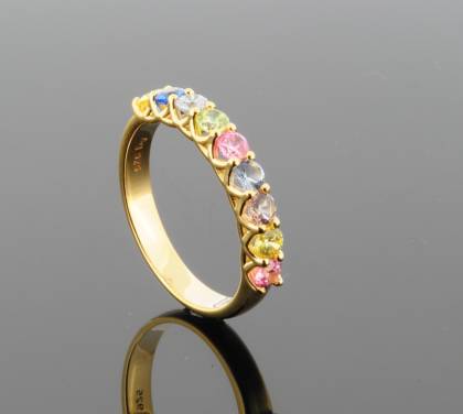Wilhelm M&uuml;ller Ringe Ref.-Nr.: 746543056 925/- Silber, gelb 9 Zirkonia  Bunt  Ringgr&ouml;&szlig;e 56