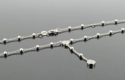 Wilhelm M&uuml;ller Halsschmuck Ref.-Nr.: 766105019 925/- Silber, Rhodiniert 40 Zirkonia  Wei&szlig;  L&auml;nge 42+3 cm