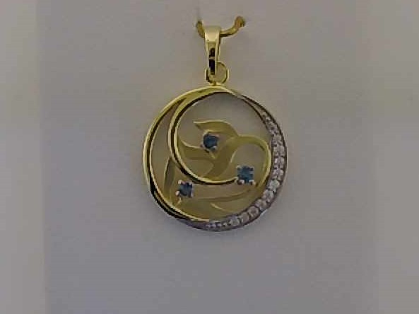 Max Fr&ouml;hlich Halsschmuck Ref.-Nr.: 24-442 333/- Gold, gelb Zirkonia  Wei&szlig;  Blautopas beh. blau 