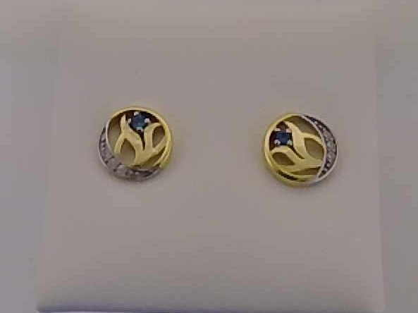 Max Fr&ouml;hlich Ohrschmuck Ref.-Nr.: 24-443 333/- Gold, gelb 2 Blautopas beh. blau  6 Zirkonia  Wei&szlig; 