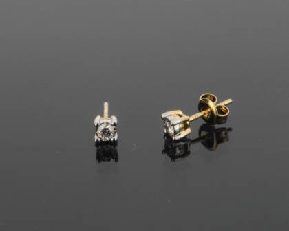 Wilhelm M&uuml;ller Ohrschmuck Ref.-Nr.: 285974019 585/- Gold, gold 2 Diamant Wesselton  Weiss kleine Einschl&uuml;sse Brillantschliff 0,15ct. 