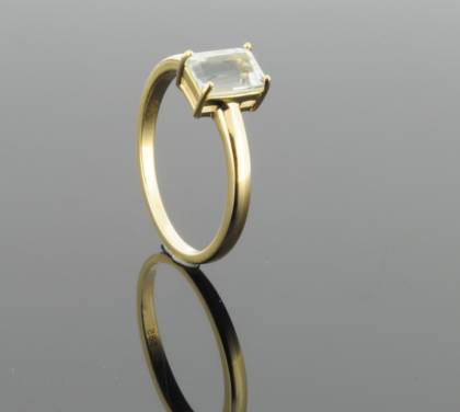 Wilhelm M&uuml;ller Ringe Ref.-Nr.: 663657055 585/- Gold, gold 1 Aquamarin blau  Ringgr&ouml;&szlig;e 55