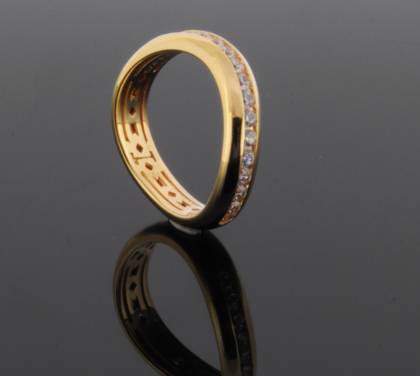 Wilhelm M&uuml;ller Ringe Ref.-Nr.: 746694052 925/- Silber, gold 15 Zirkonia  Wei&szlig;  Ringgr&ouml;&szlig;e 52