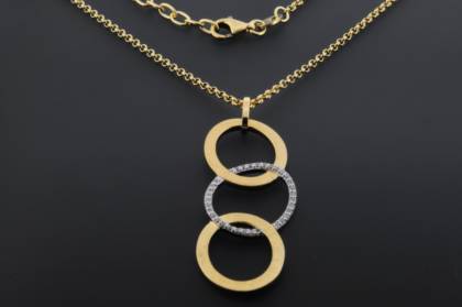Wilhelm M&uuml;ller Halsschmuck Ref.-Nr.: 762598119 925/- Silber, gold 32 Zirkonia  Wei&szlig;  L&auml;nge 43+5cm