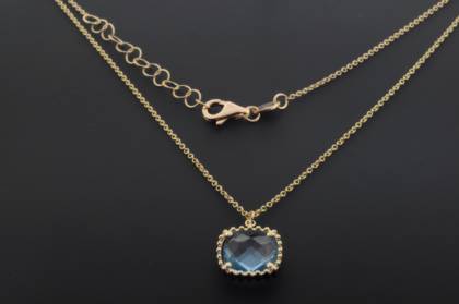 Wilhelm M&uuml;ller Halsschmuck Ref.-Nr.: 538387019 585/- Gold, gold 1 Blautopas beh. blau 
