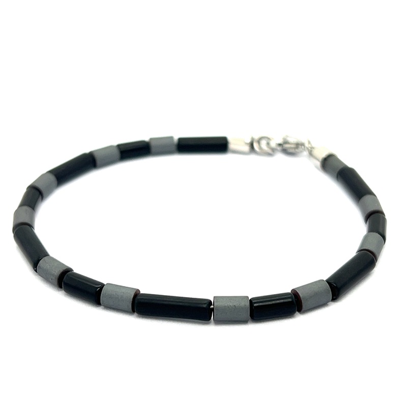 Engelkemper Armband Ref.-Nr.: 4-203680-001 Edelstahl Onyx schwarz  H&auml;matit schwarz  L&auml;nge 21+2cm