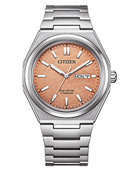 Citizen Solar Armbanduhren Herrenuhren Ziffernblatt: Rosa Index  Titan Gliederband 100 Meter Ref.-Nr.: AW0130-85ZE  Ind.-Nr: J800