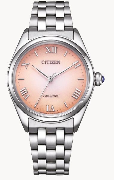 Citizen Solar Armbanduhren Damenuhren Ziffernblatt: Rosa Index  Edelstahl Gliederband Solar 50 Meter Ref.-Nr.: EM1140-80X   Ind.-Nr: E031