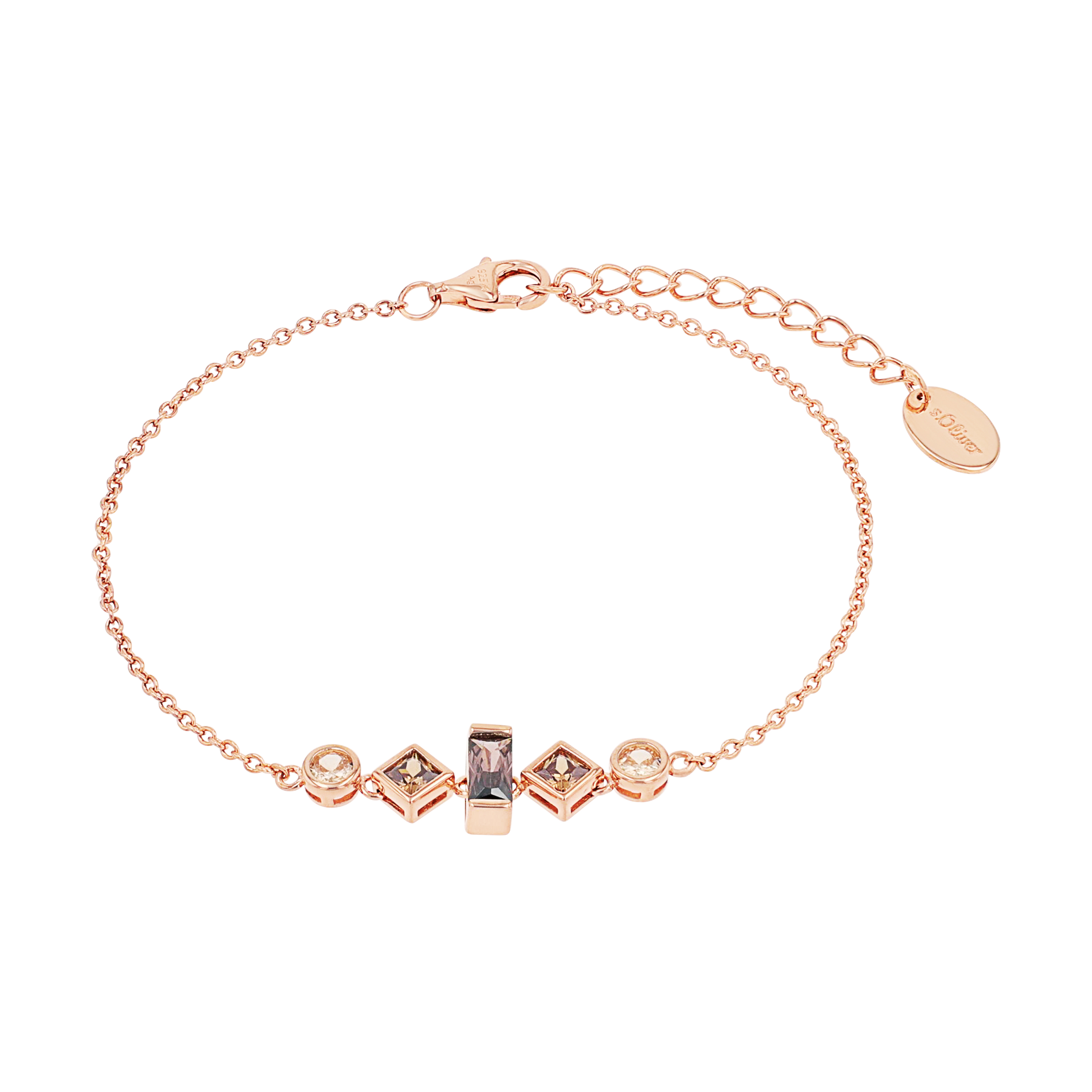 S. Oliver s.Oliver Armband Ref.-Nr.: 2038834 925/- Silber, Ros&eacute; Zirkonia  braun  L&auml;nge 17+3cm