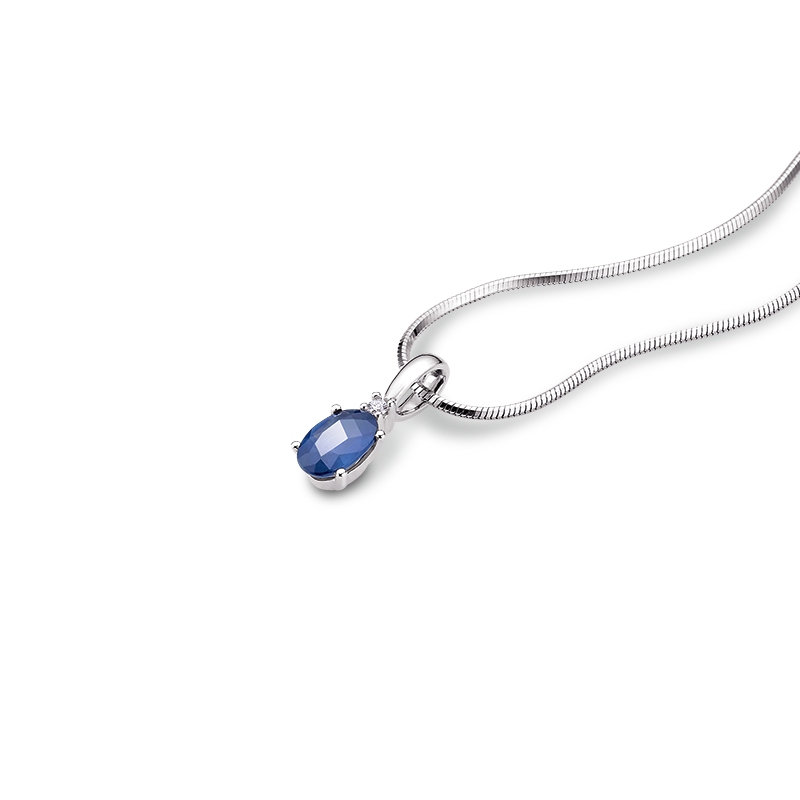 Engelkemper Halsschmuck Ref.-Nr.: 6-203819-001 585/- Gold, wei&szlig; 1 Diamant Wesselton  Weiss deutliche Einschl&uuml;sse Brillantschliff 0,01ct.  1 Saphir blau 