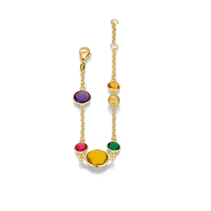 Engelkemper Armband Ref.-Nr.: 5-214918-001 925/- Silber, gelb Zirkonia  multicolor  L&auml;nge 17+2 cm
