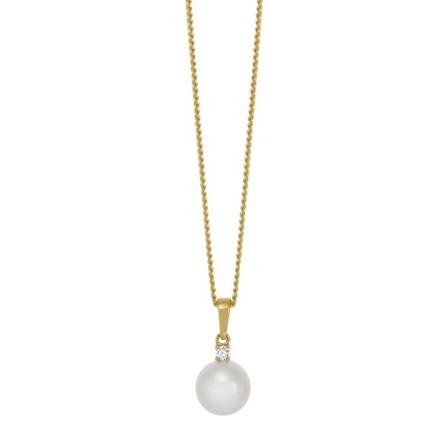 Nordahl Halsschmuck Ref.-Nr.: 20161110500 585/- Gold, gelb 1 Diamant Wesselton  Weiss Brillantschliff 0,035ct.  1 China Zuchtperlen