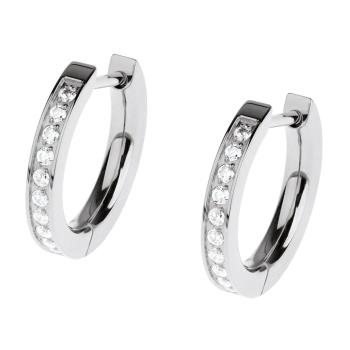 Ernstes Design Ohrringe Ref.-Nr.: E725 Edelstahl, bicolor Zirkonia  Wei&szlig; 