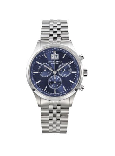 Bruno S&ouml;hnle Glash&uuml;tte Herrenuhren Ziffernblatt: Blau Index  Metall Quartz 100 Meter Ref.-Nr.: 17-13229-342