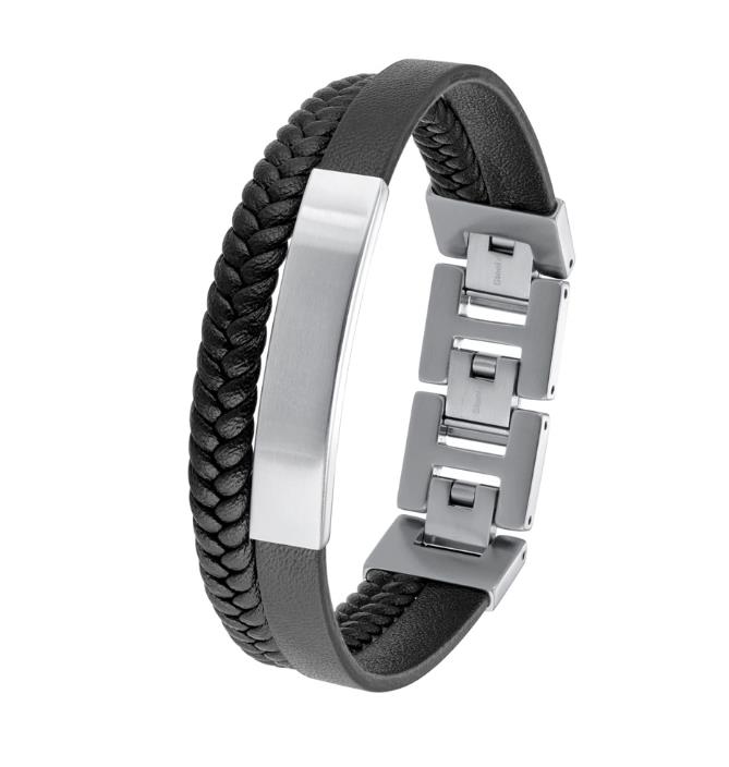 S. Oliver s.Oliver Armband Ref.-Nr.: 2036861 Edelstahl LEDER, schwarz L&auml;nge 18,5+3 cm