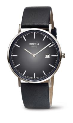 Boccia Herrenuhren Ziffernblatt: Schwarz Index  Titan Leder Quartz 30 Meter Ref.-Nr.: 3648-04