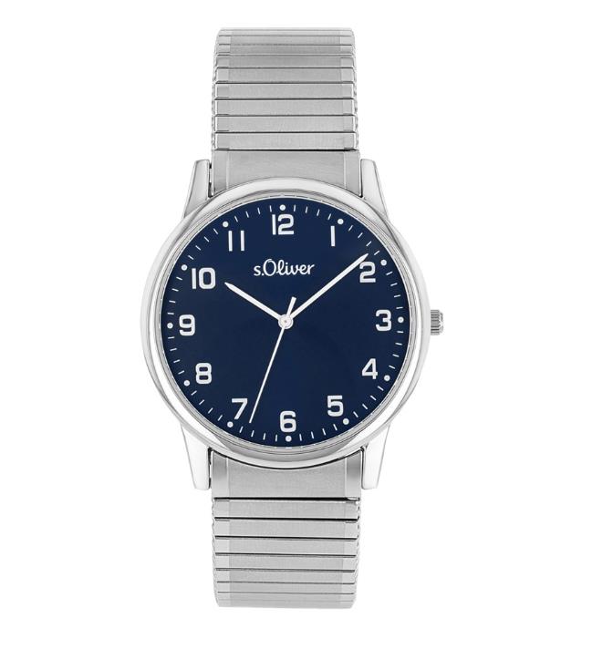 S. Oliver s.Oliver Herrenuhren Ziffernblatt: Blau Index  Edelstahl Zugband Metall Quartz 30 Meter Ref.-Nr.: 2038599