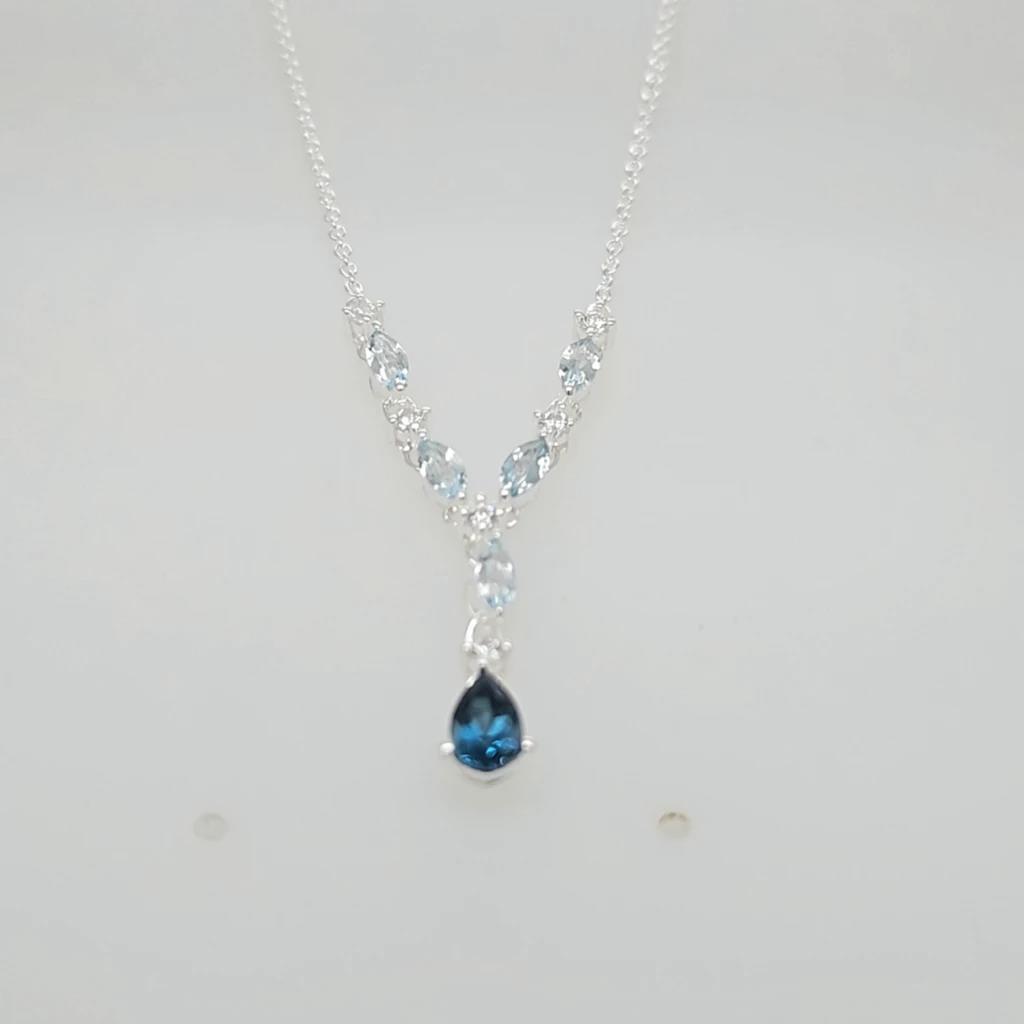 Linkenheil Halsschmuck Ref.-Nr.: 23110-8941 925/- Silber 1 Topas blau  5 Topas blau  6 Zirkonia  Wei&szlig; 