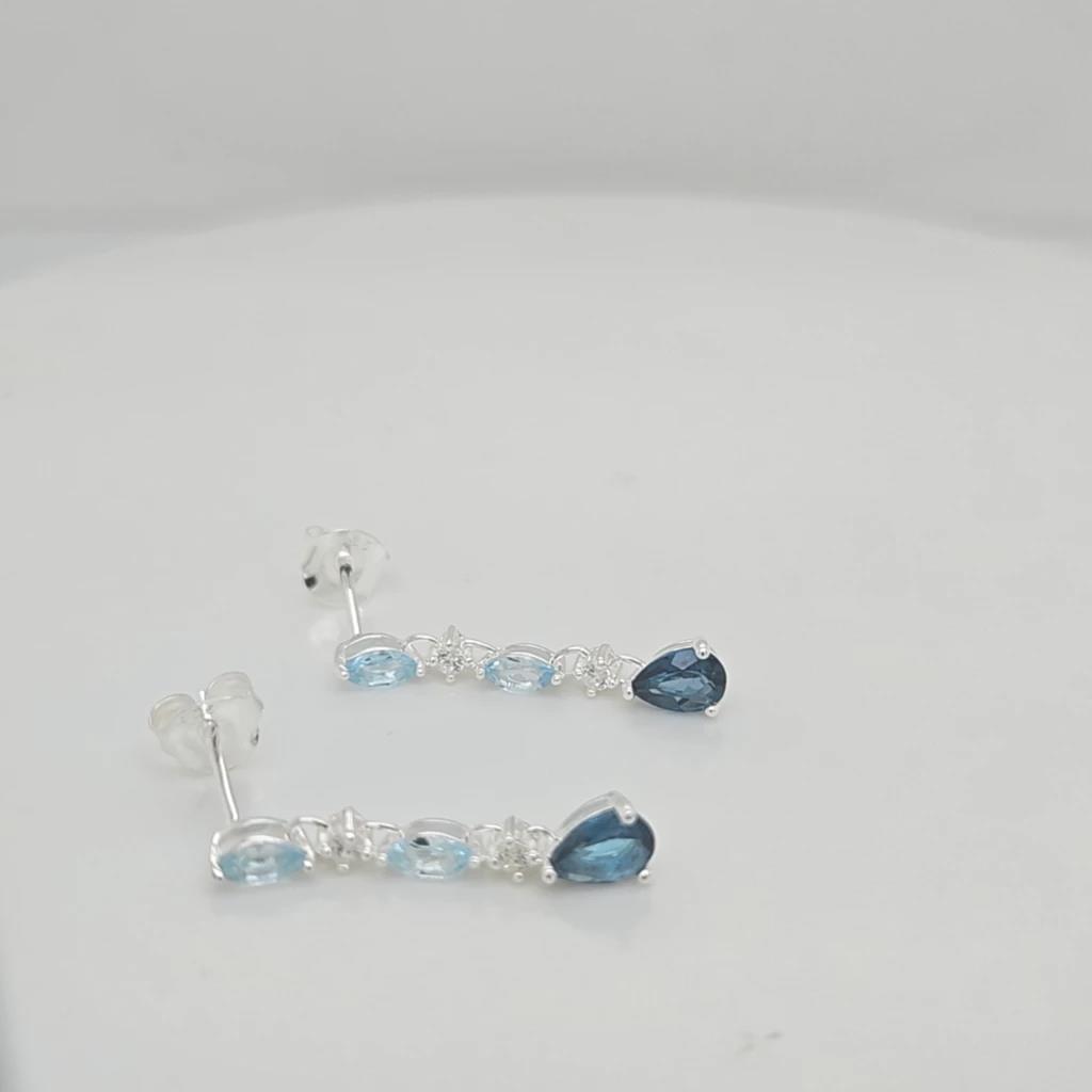 Linkenheil Ohrschmuck Ref.-Nr.: 23111-7941 925/- Silber 2 Topas blau  4 Topas blau  4 Zirkonia  Wei&szlig; 
