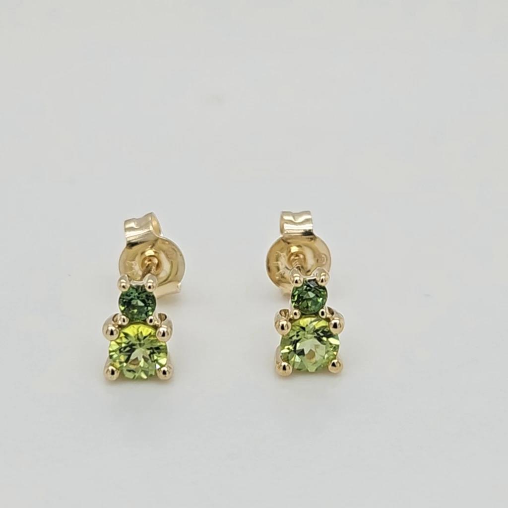 Linkenheil Ohrschmuck Ref.-Nr.: 41250-3366 333/- Gold, gelb 2 Peridot Gr&uuml;n  2 Turmalin Gr&uuml;n 