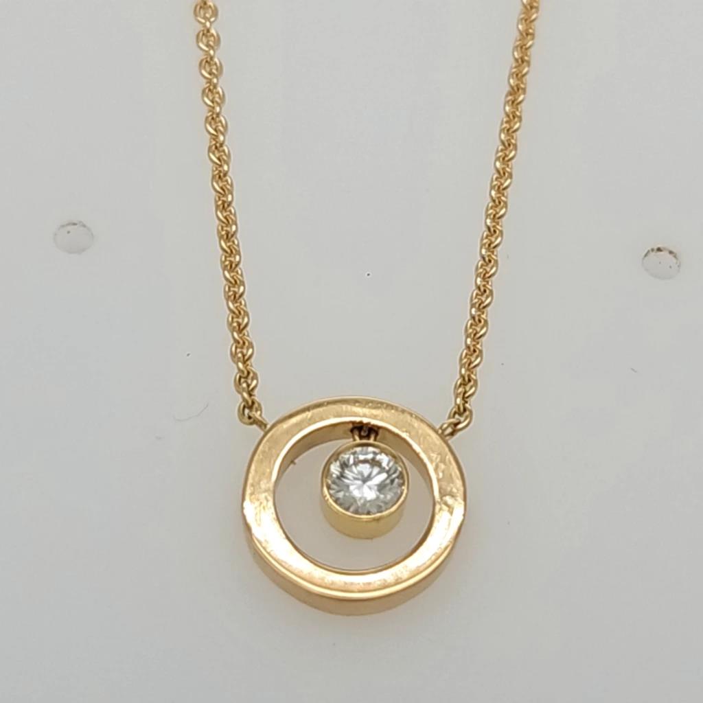 Linkenheil Halsschmuck Ref.-Nr.: 2518-8750 750/- Gold, gelb 1 Diamant Wesselton  Weiss kleine Einschl&uuml;sse Brillantschliff 0,10ct. 