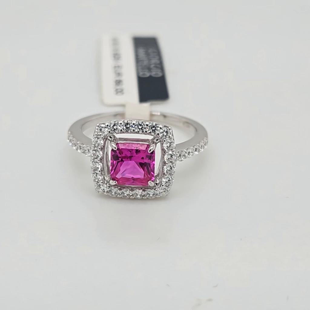 Ref.-Nr.: 308789560 Ring Silber  fuchsia  syth. KorundCarre / Zirkonia