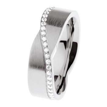 Ernstes Design Ringe Ref.-Nr.: R768.55 Edelstahl Zirkonia  Wei&szlig;  Ringgr&ouml;&szlig;e 55