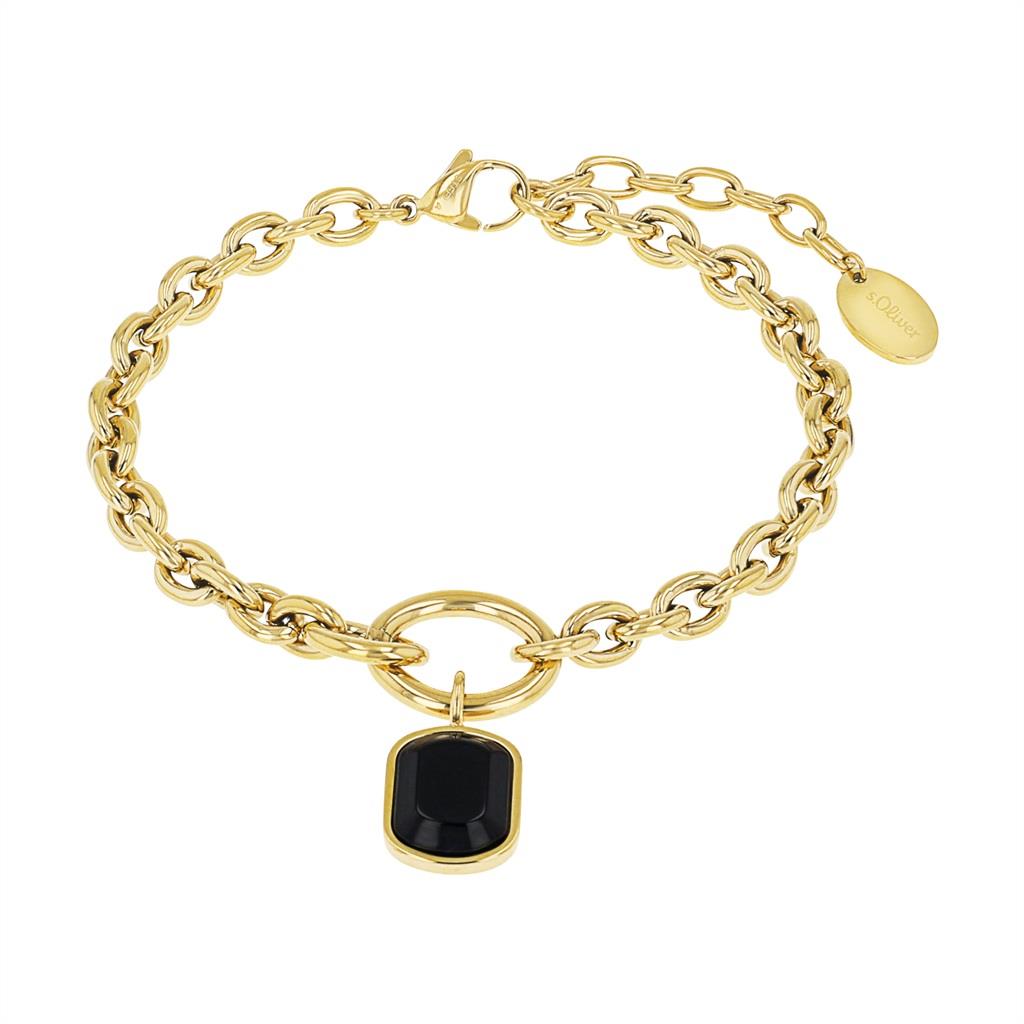 S. Oliver s.Oliver Armband Ref.-Nr.: 2038859 Edelstahl, gelb Zirkonia  schwarz  L&auml;nge 17+3 cm
