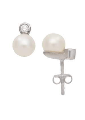 Max Fr&ouml;hlich Ohrschmuck Ref.-Nr.: OS 102248 925/- Silber, Rhodiniert Zirkonia  Wei&szlig;  25 S&uuml;&szlig;wasser Zuchtperle